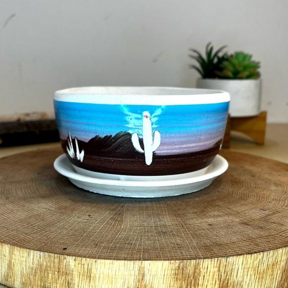Superstition Stoneware | Vintage Planter Pot Desert Scene Southwest Planter - Picture 5 of 8